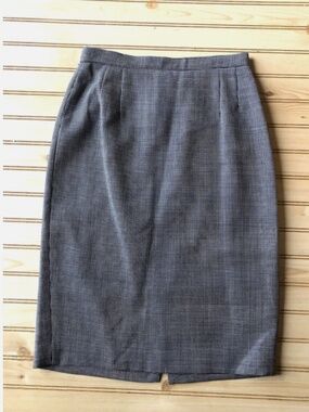 Giorgio Armani Le Collezioni Business Pencil Classic Mini Check Wool Skirt  42/8